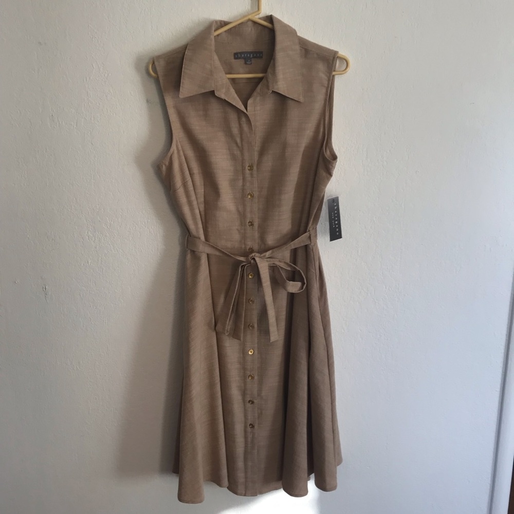 Sharango Tan Button Front Dress NWT Sz 12